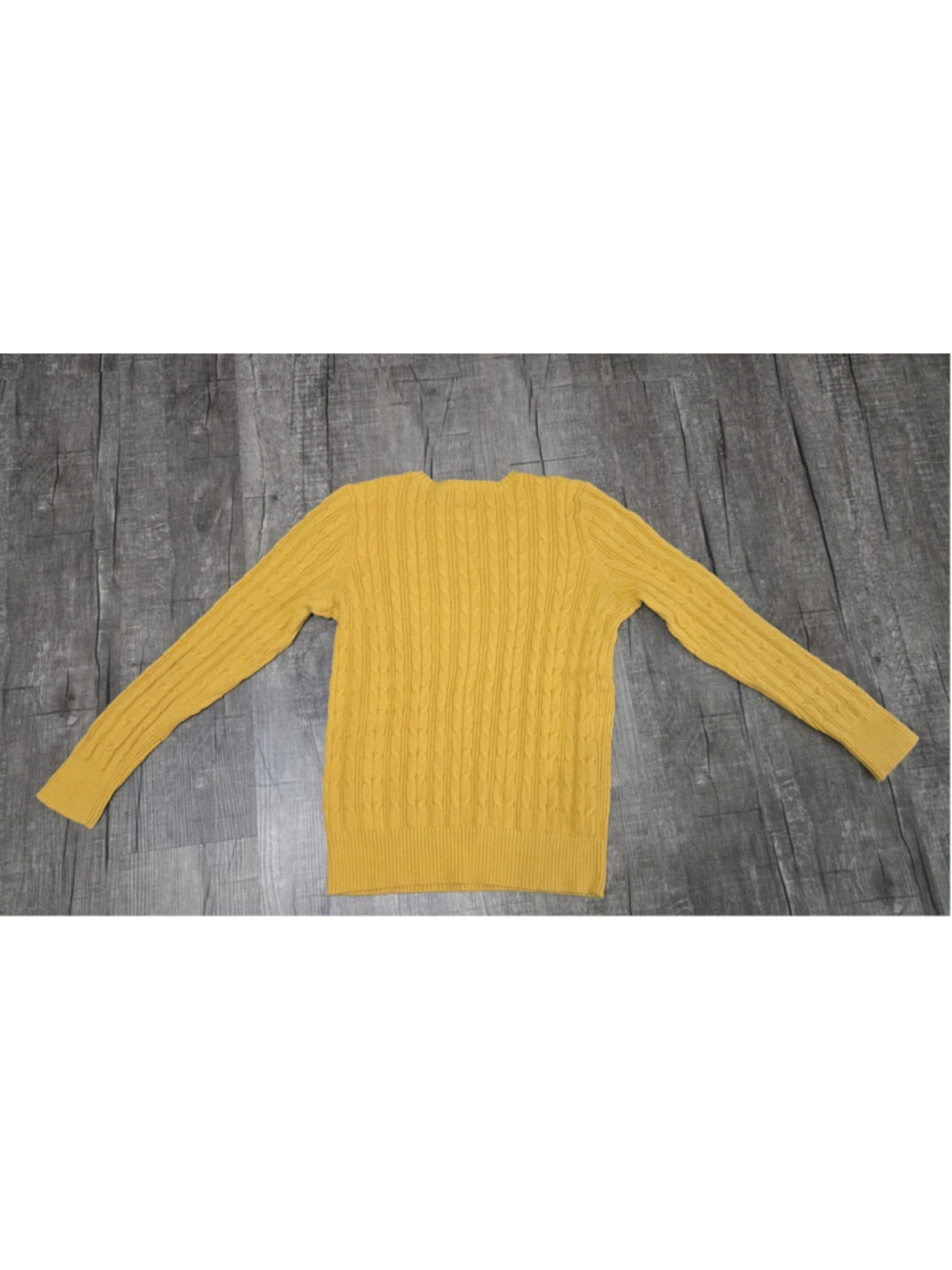 St John's Bay Women's Large Cable Knit Sweater Mustard Yellow Crew Neck Cotton - Picture 2 of 12